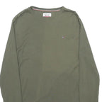 TOMMY HILFIGER Womens Green Long Sleeve Crew Neck T-Shirt L Cotton Blend