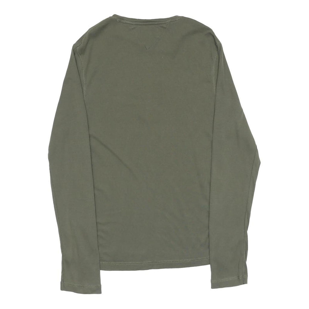 TOMMY HILFIGER Womens Green Long Sleeve Crew Neck T-Shirt L Cotton Blend
