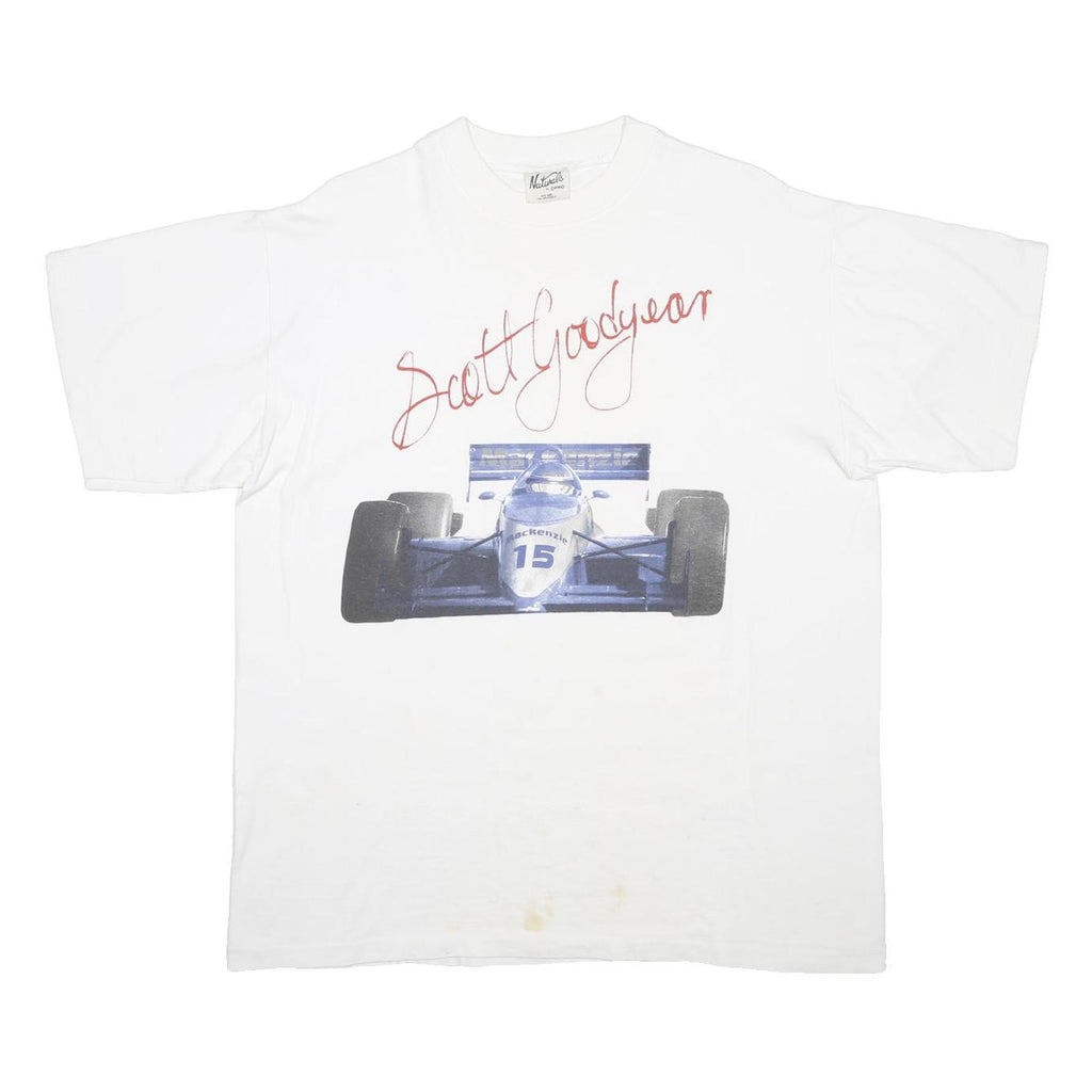 NATURALS Womens White Scott Goodyear Graphic T-Shirt One Size Short Sleeve Crew