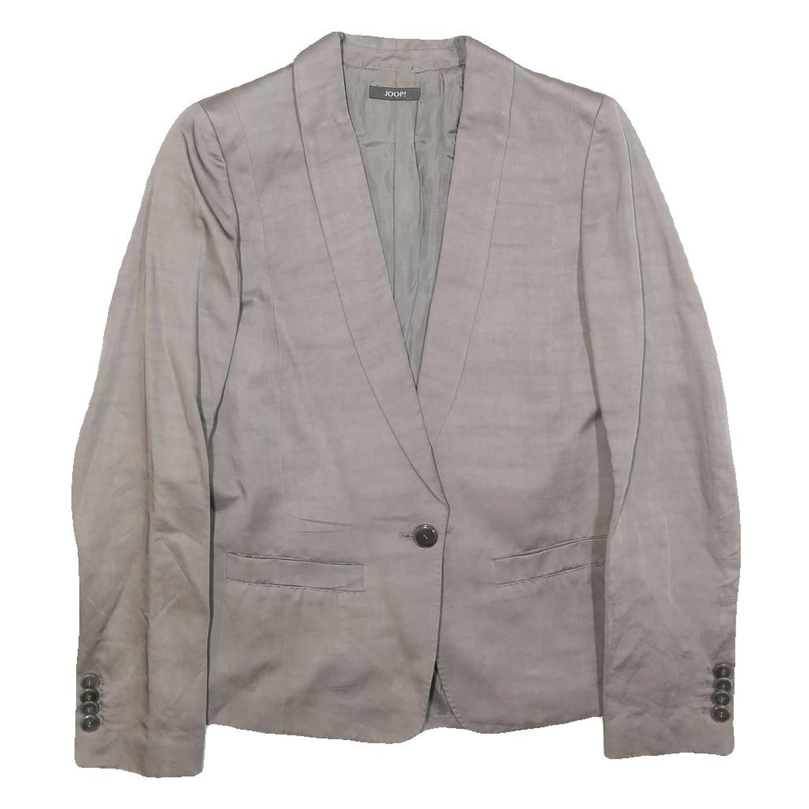 JOOP! Womens Grey Button Up Jacket M Polyester Blend Tailored Plain Stylish