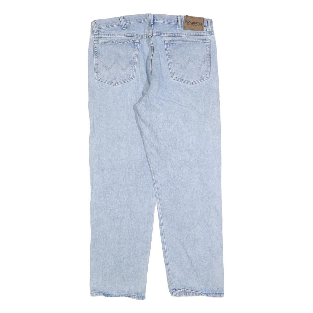 WRANGLER Mens Regular Fit Blue Denim Light Wash Jeans W36 L30 Classic Zip