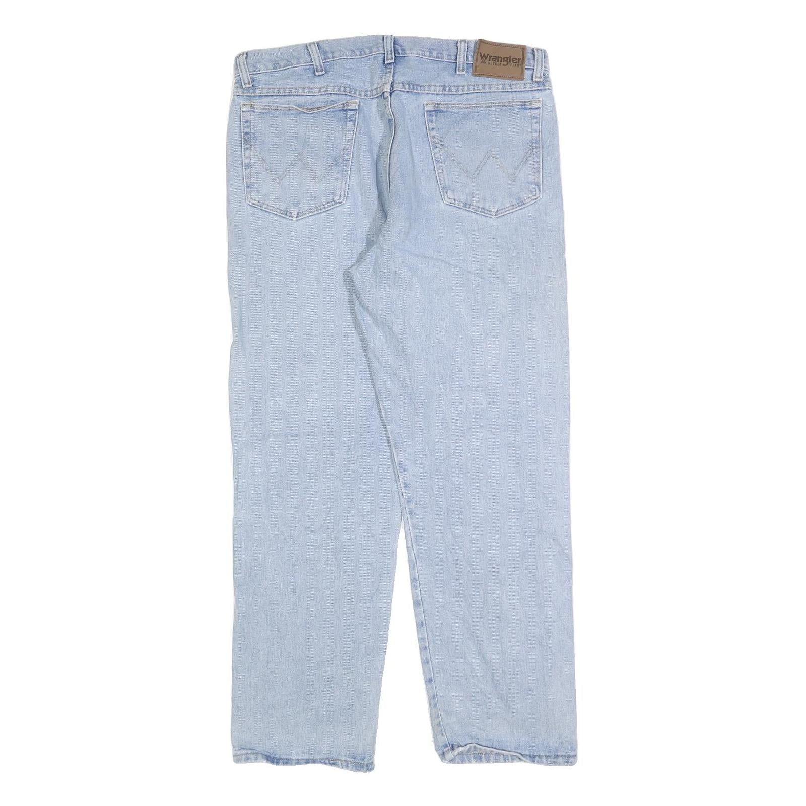 WRANGLER Mens Regular Fit Blue Denim Light Wash Jeans W36 L30 Classic Zip