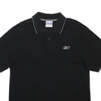 REEBOK Mens Black Polo Shirt S Cotton Blend Short Sleeve Plain Casual Wear