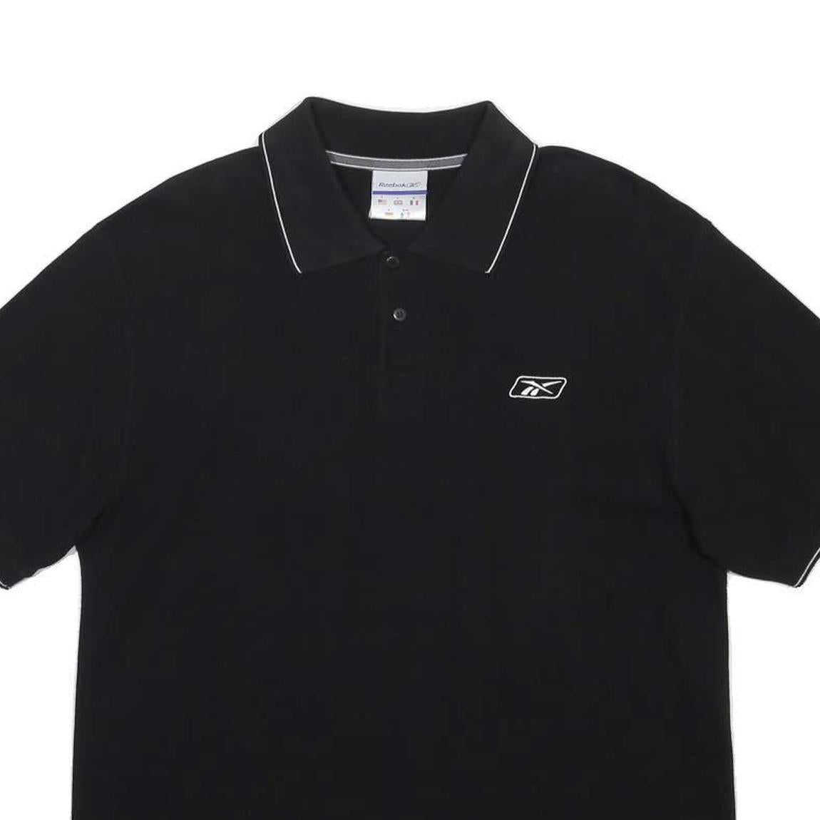 REEBOK Mens Black Polo Shirt S Cotton Blend Short Sleeve Plain Casual Wear