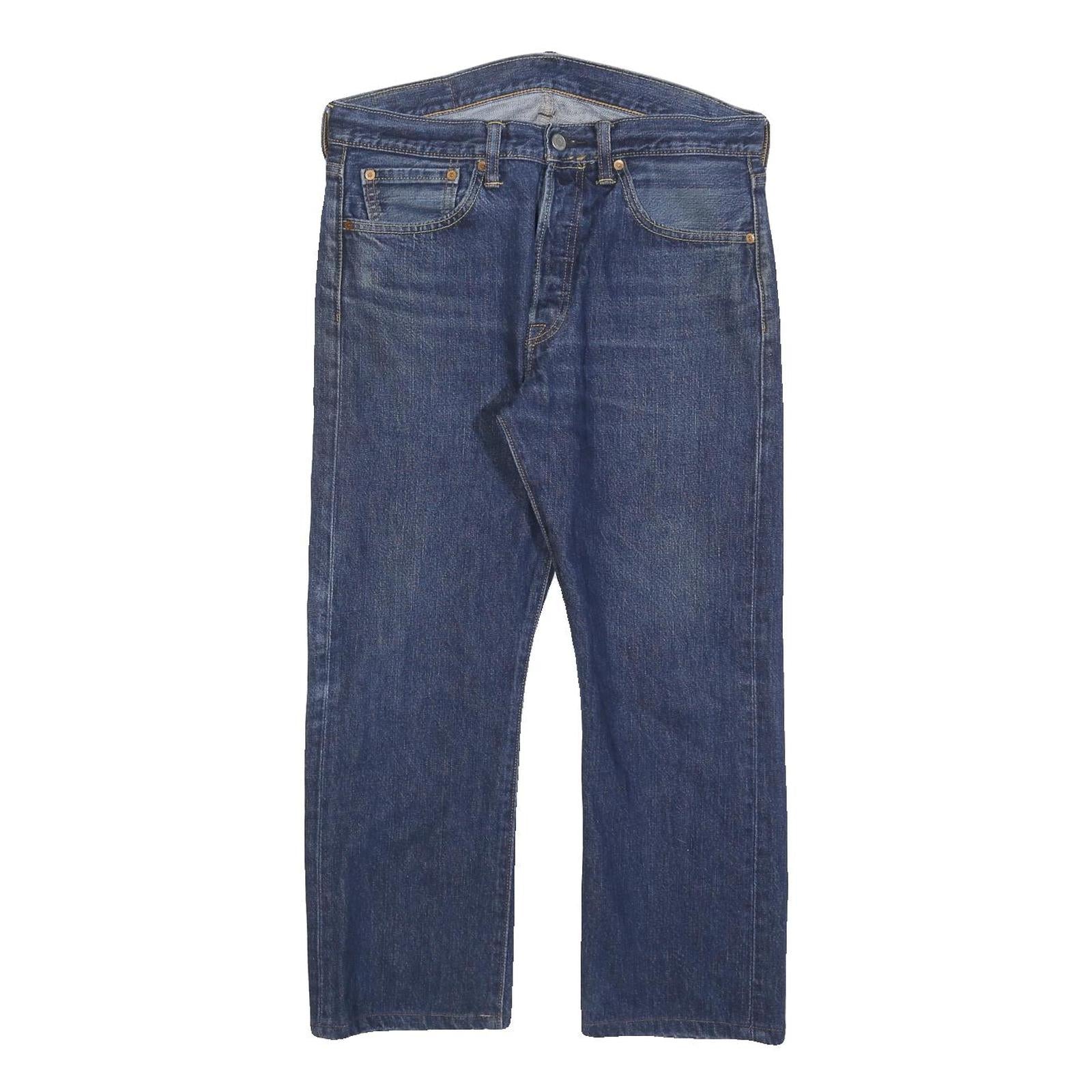 LEVI'S 501 Mens Jeans Blue Regular Straight Denim Medium W32 L25 Classic Button