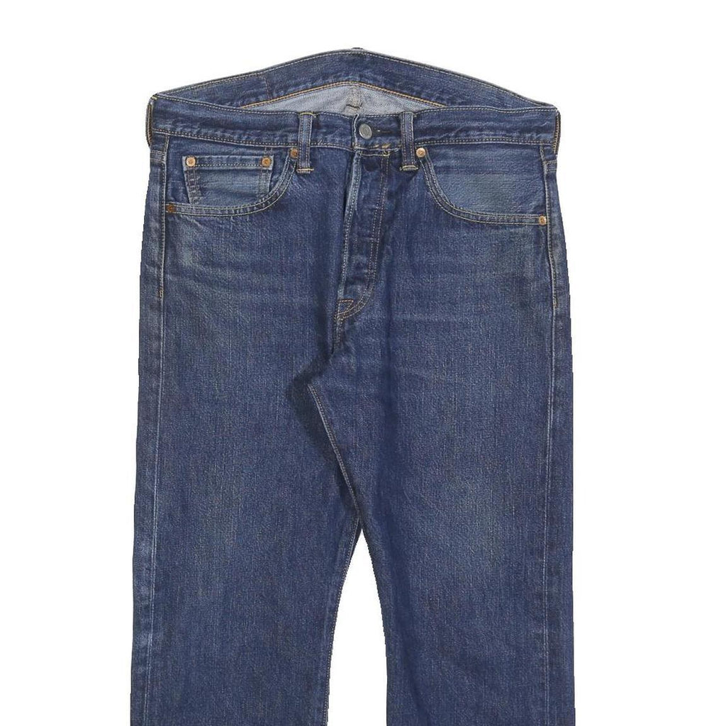 LEVI'S 501 Mens Jeans Blue Regular Straight Denim Medium W32 L25 Classic Button