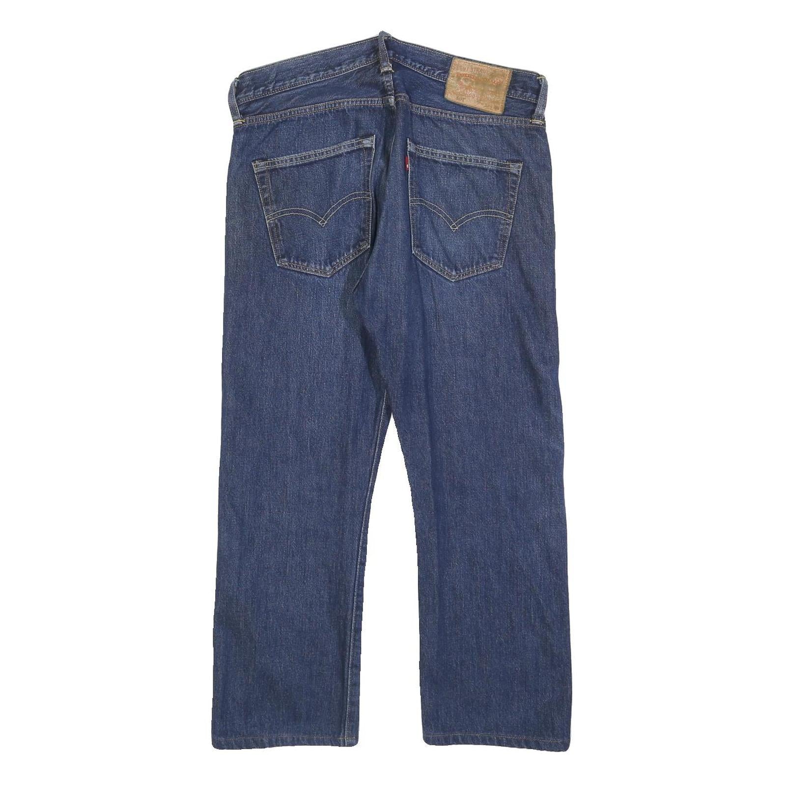 LEVI'S 501 Mens Jeans Blue Regular Straight Denim Medium W32 L25 Classic Button