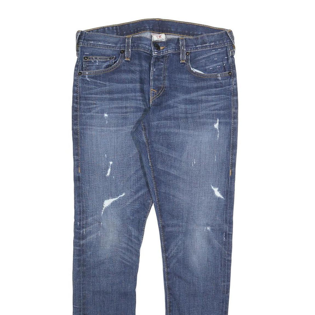TRUE RELIGION Womens Jeans Blue Slim Skinny Denim Light W30 L32 Distressed Zip