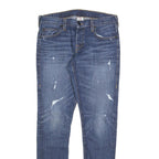 TRUE RELIGION Womens Jeans Blue Slim Skinny Denim Light W30 L32 Distressed Zip