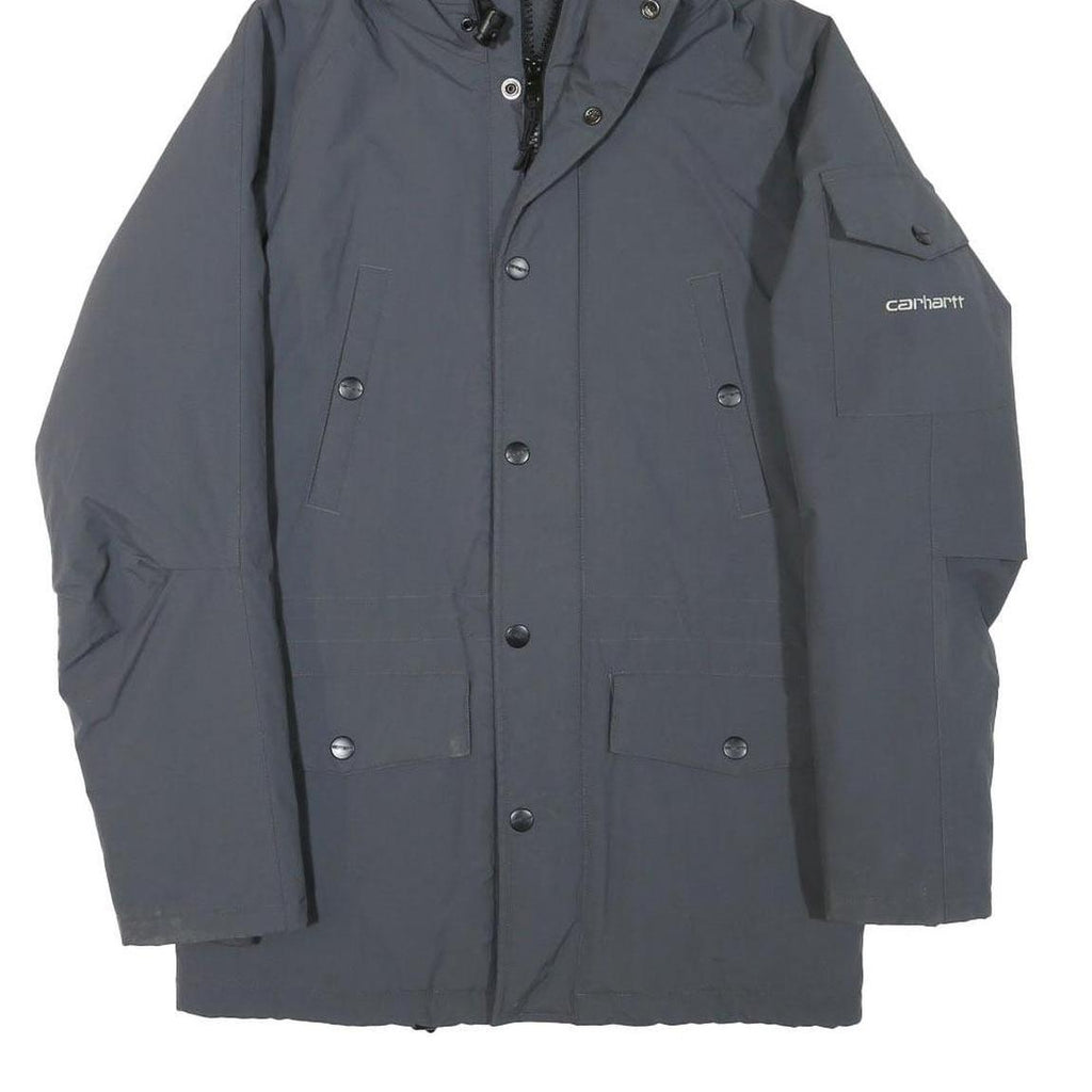 CARHARTT Mens Grey Zip Jacket XS Polyester Blend Plain Workwear Hooded