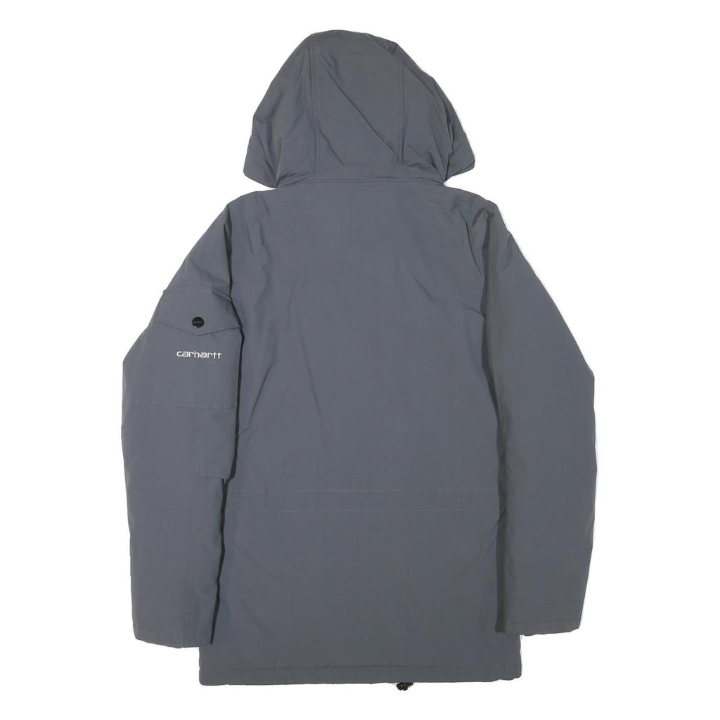 CARHARTT Mens Grey Zip Jacket XS Polyester Blend Plain Workwear Hooded