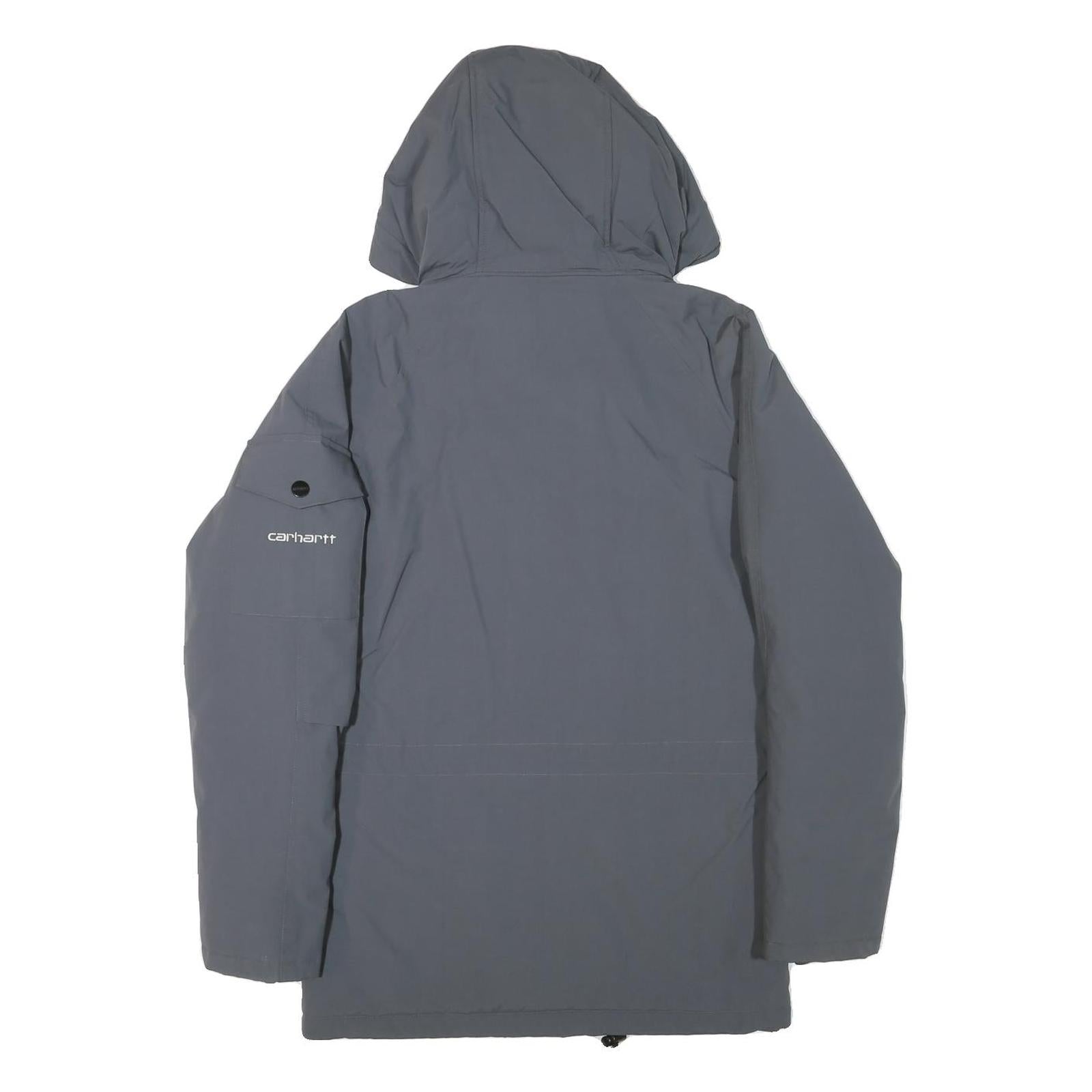 CARHARTT Mens Grey Zip Jacket XS Polyester Blend Plain Workwear Hooded