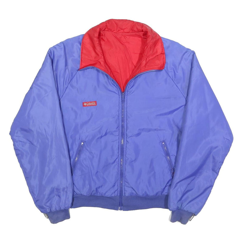 COLUMBIA Mens Blue & Red Reversible Zip Jacket M Polyester Blend Casual