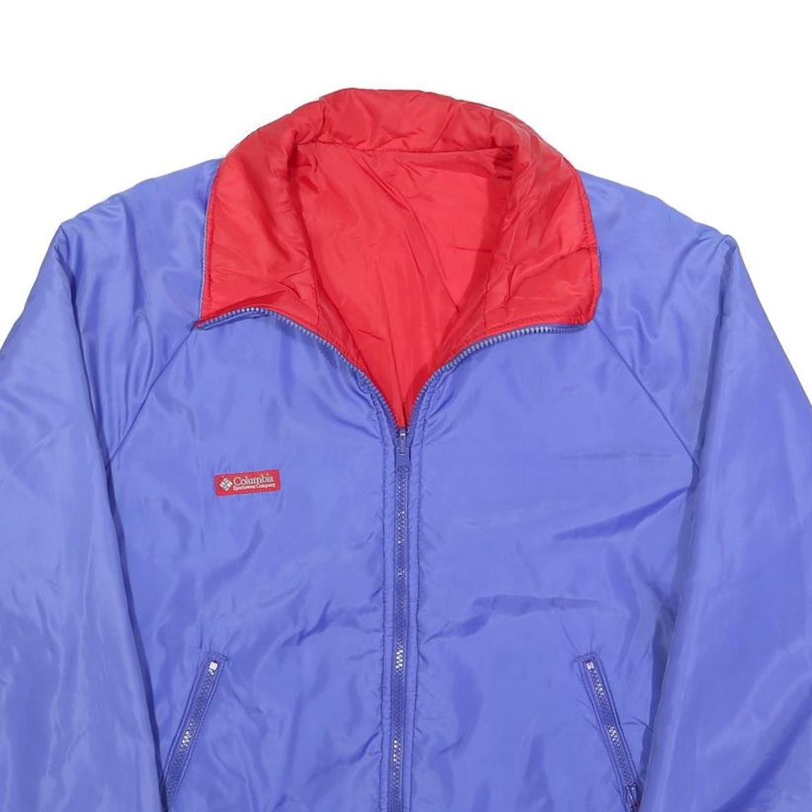 COLUMBIA Mens Blue & Red Reversible Zip Jacket M Polyester Blend Casual
