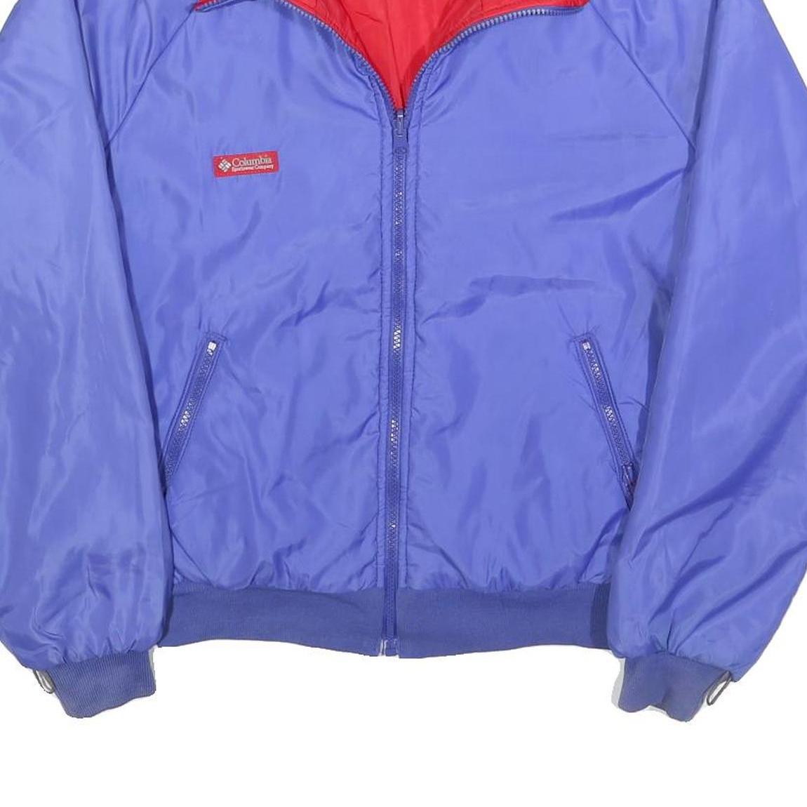 COLUMBIA Mens Blue & Red Reversible Zip Jacket M Polyester Blend Casual
