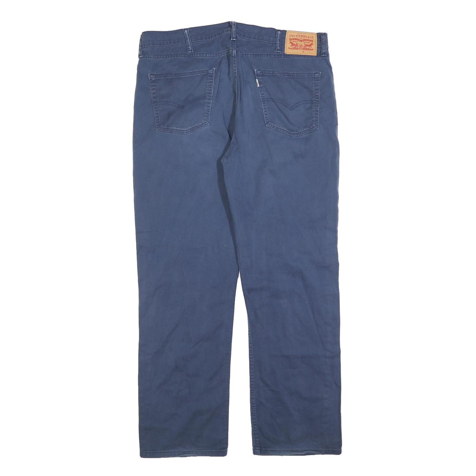 LEVI'S Mens Regular Blue Cotton Blend Regular Leg Trousers W38 L32 Zip Closure