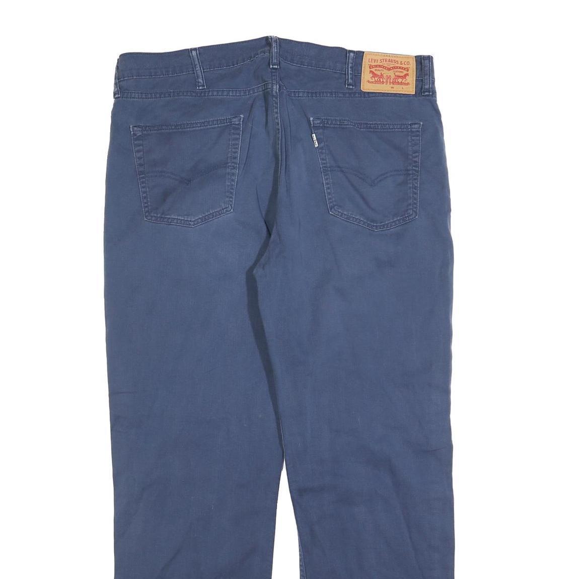 LEVI'S Mens Regular Blue Cotton Blend Regular Leg Trousers W38 L32 Zip Closure
