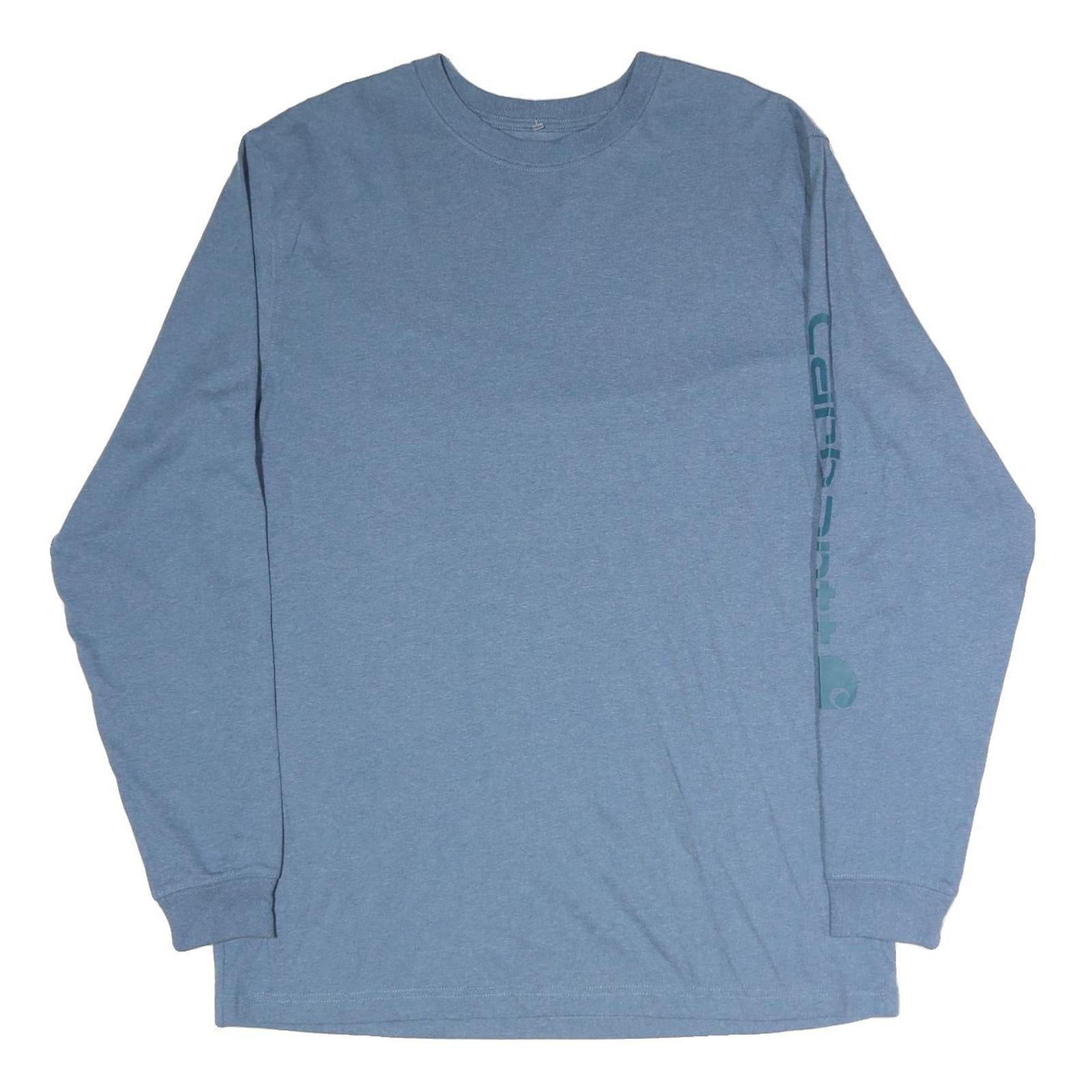 CARHARTT Mens Blue Long Sleeve Crew Neck Cotton T-Shirt L Sleeve Logo
