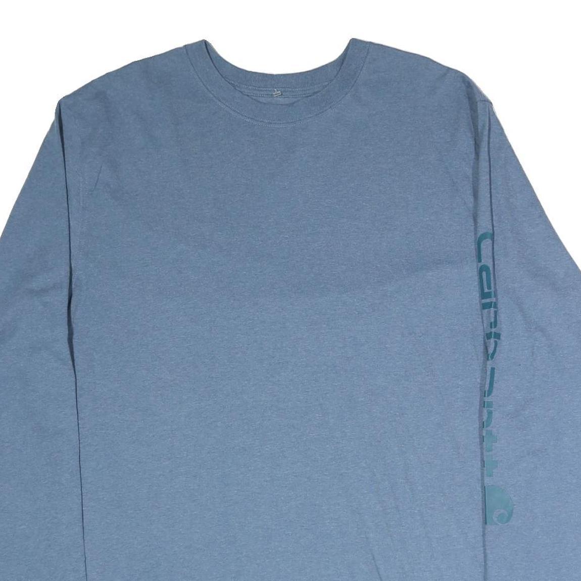 CARHARTT Mens Blue Long Sleeve Crew Neck Cotton T-Shirt L Sleeve Logo