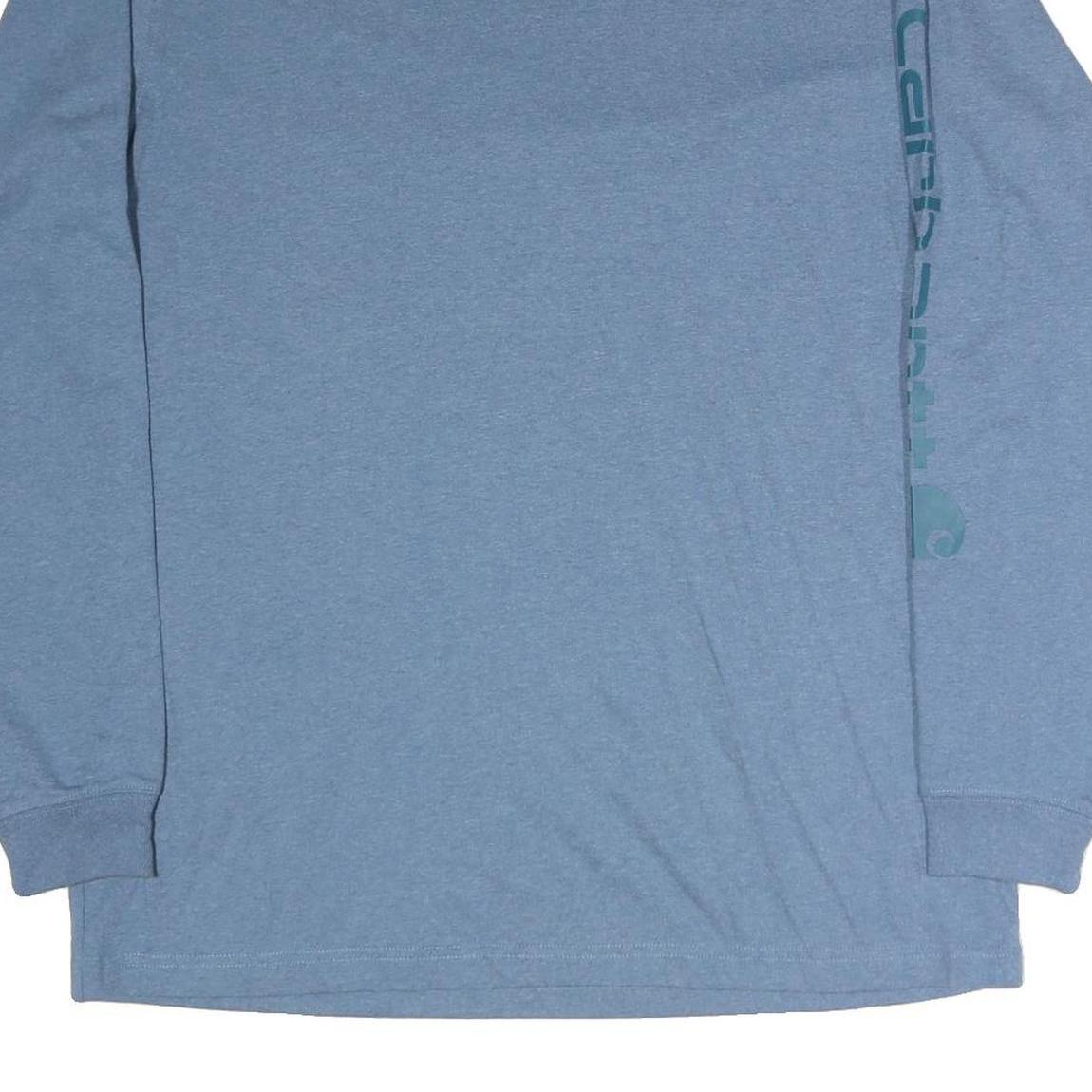 CARHARTT Mens Blue Long Sleeve Crew Neck Cotton T-Shirt L Sleeve Logo