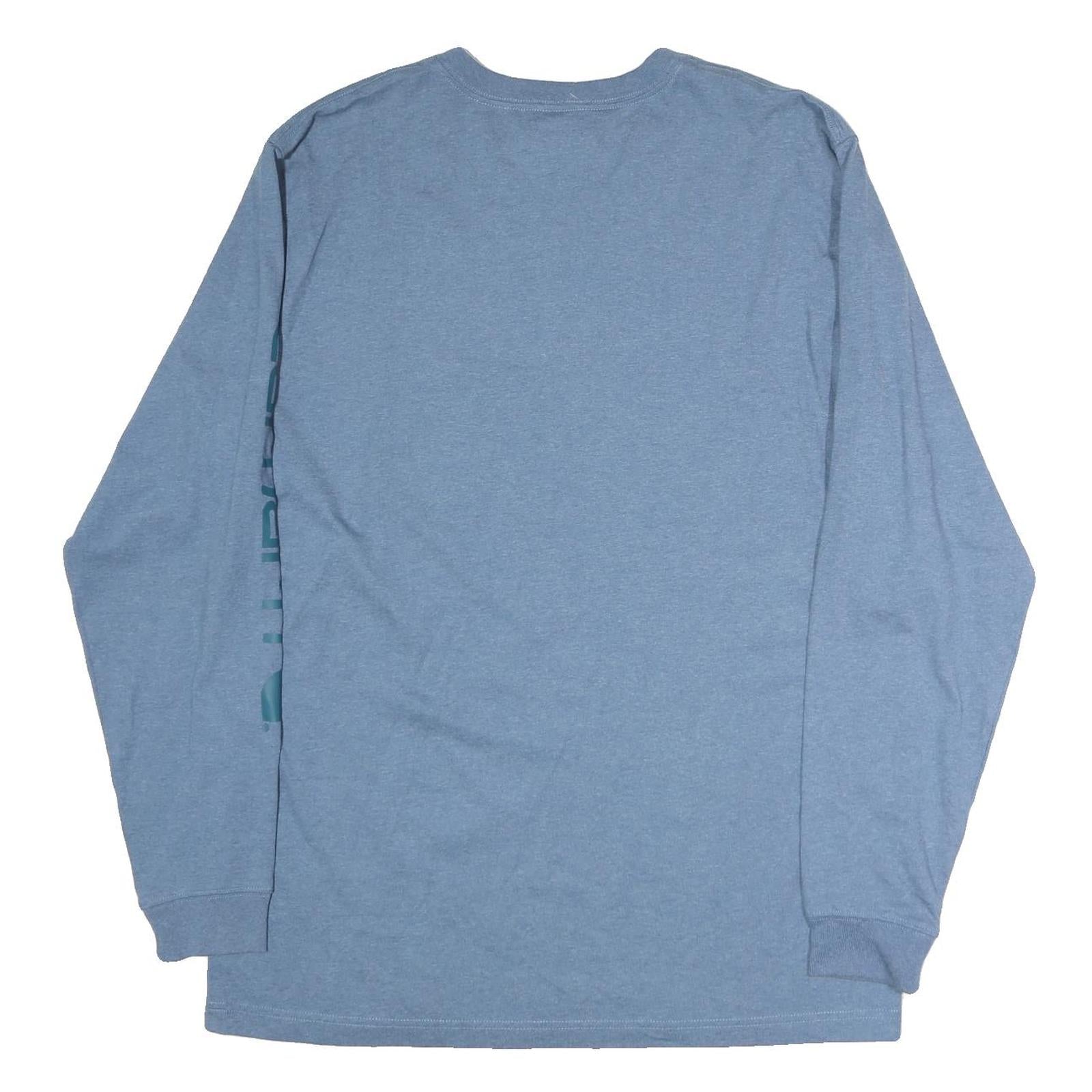 CARHARTT Mens Blue Long Sleeve Crew Neck Cotton T-Shirt L Sleeve Logo