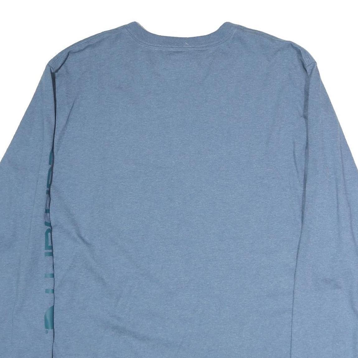 CARHARTT Mens Blue Long Sleeve Crew Neck Cotton T-Shirt L Sleeve Logo