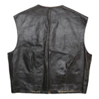 ALESSANDINI Mens Black Leather Jacket L Leather Classic Zip Sleeveless Vest