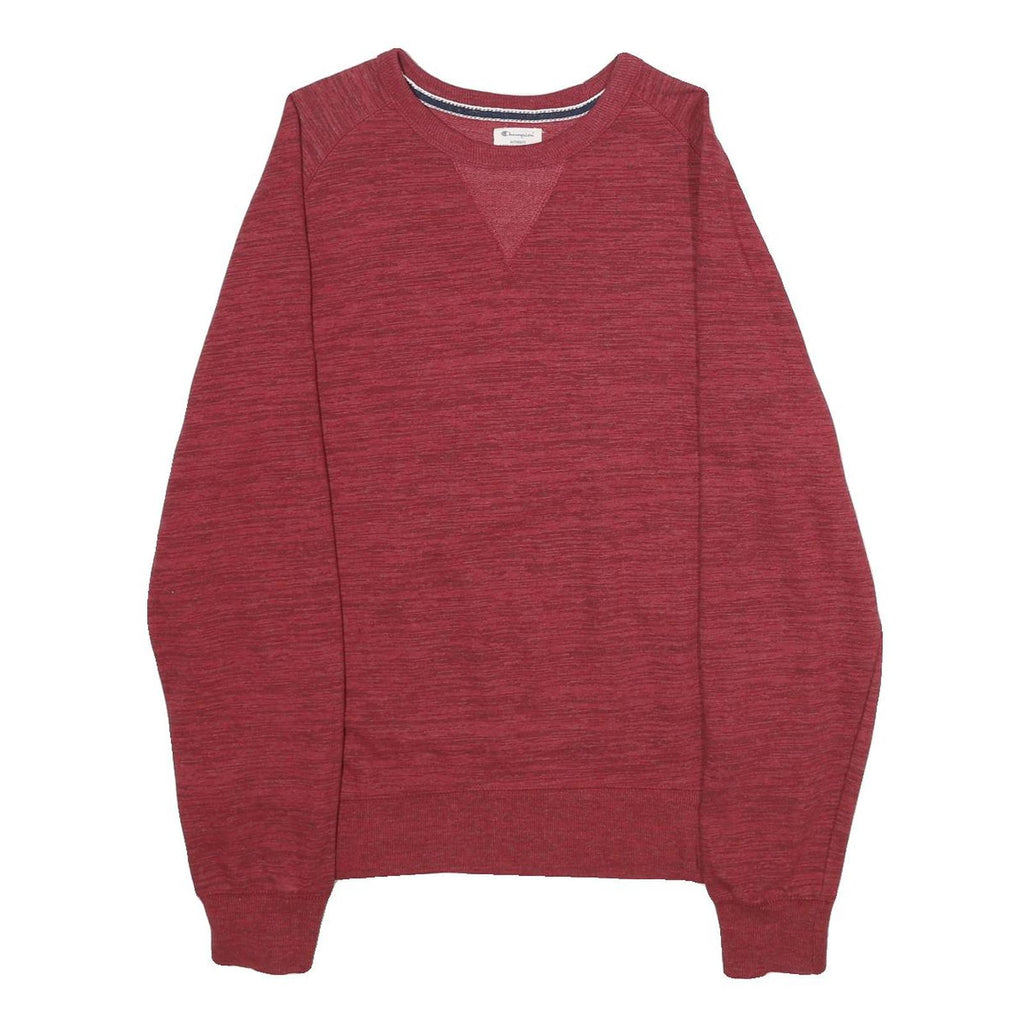 CHAMPION Mens Red Sweatshirt Crew Neck L Cotton Blend Pullover Comfortable Fit