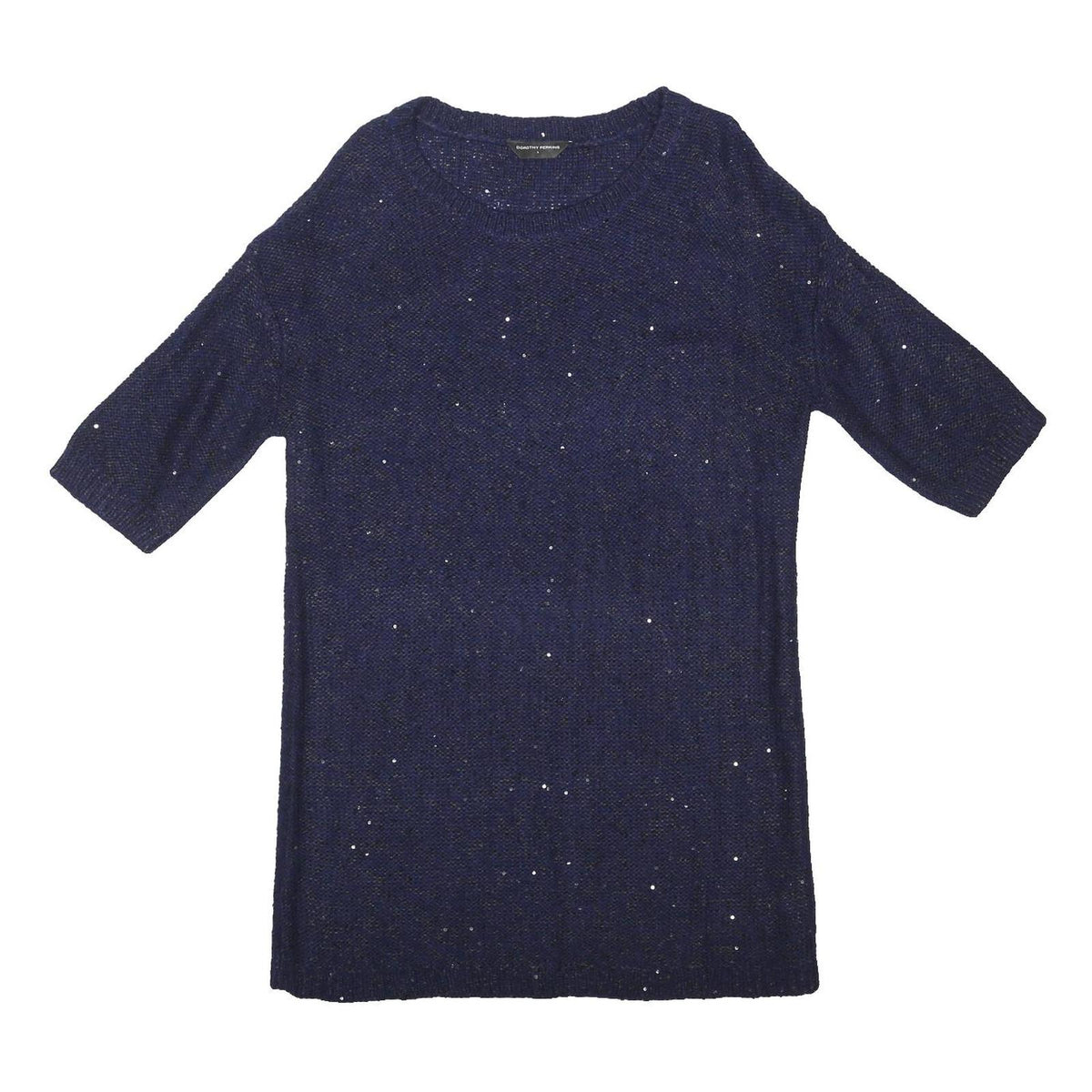 DOROTHY PERKINS Womens Blue Day Dress Cotton Blend Knee Length 3/4 Sleeve L