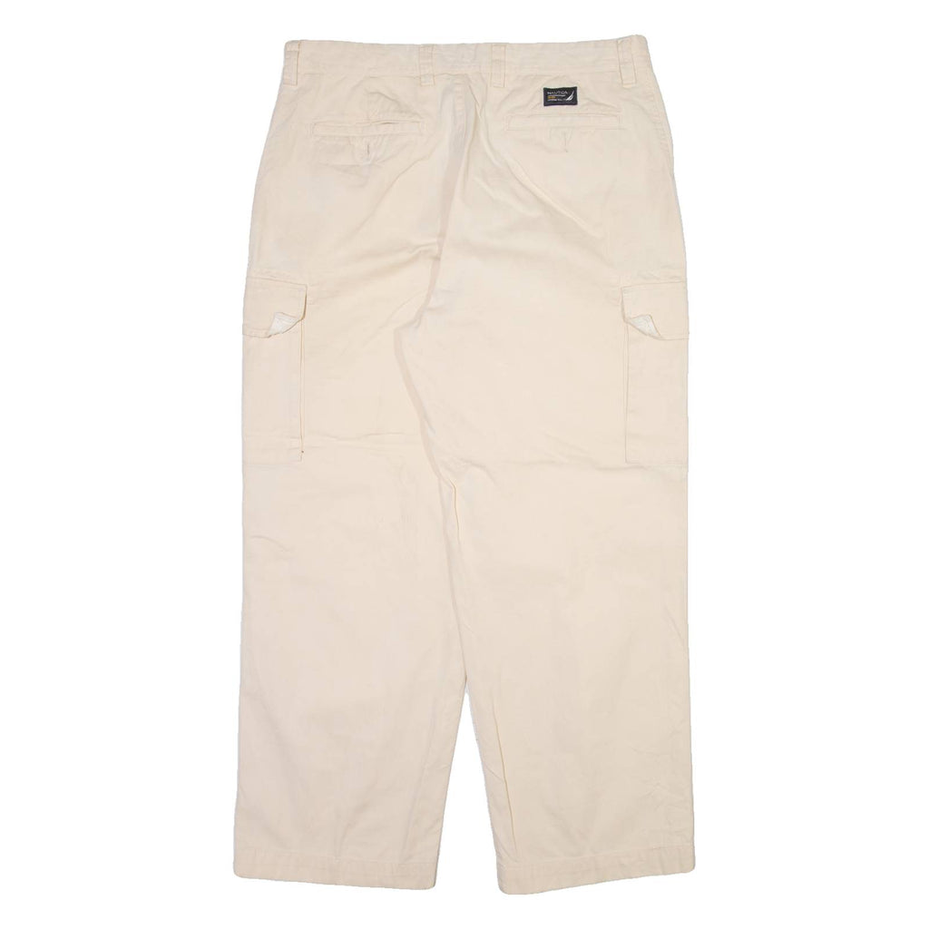 NAUTICA Cargo Mens Trousers Cream Relaxed Straight W36 L30