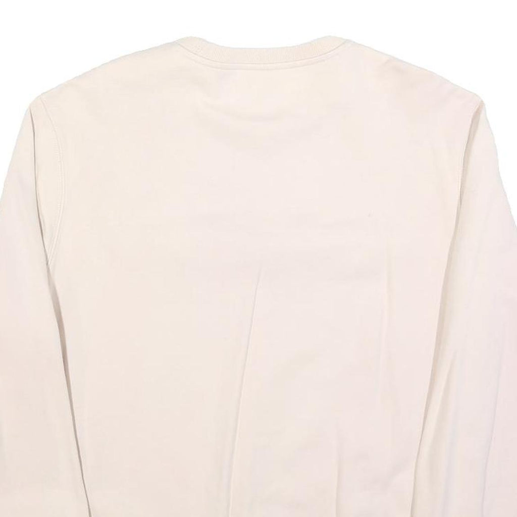 CHAMPION Womens Cream Cotton Blend Crew Neck Sweatshirt L Classic Logo