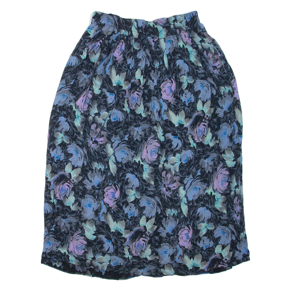Womens Flare Skirt Blue Midi Floral M