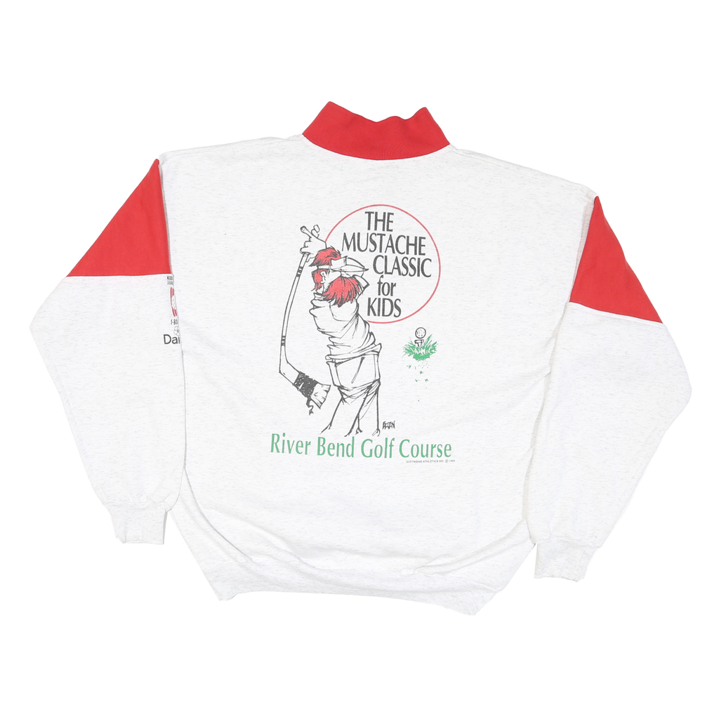 SOFTWEAR Mens White & Red Mustache Classic Golf Pullover XL Casual