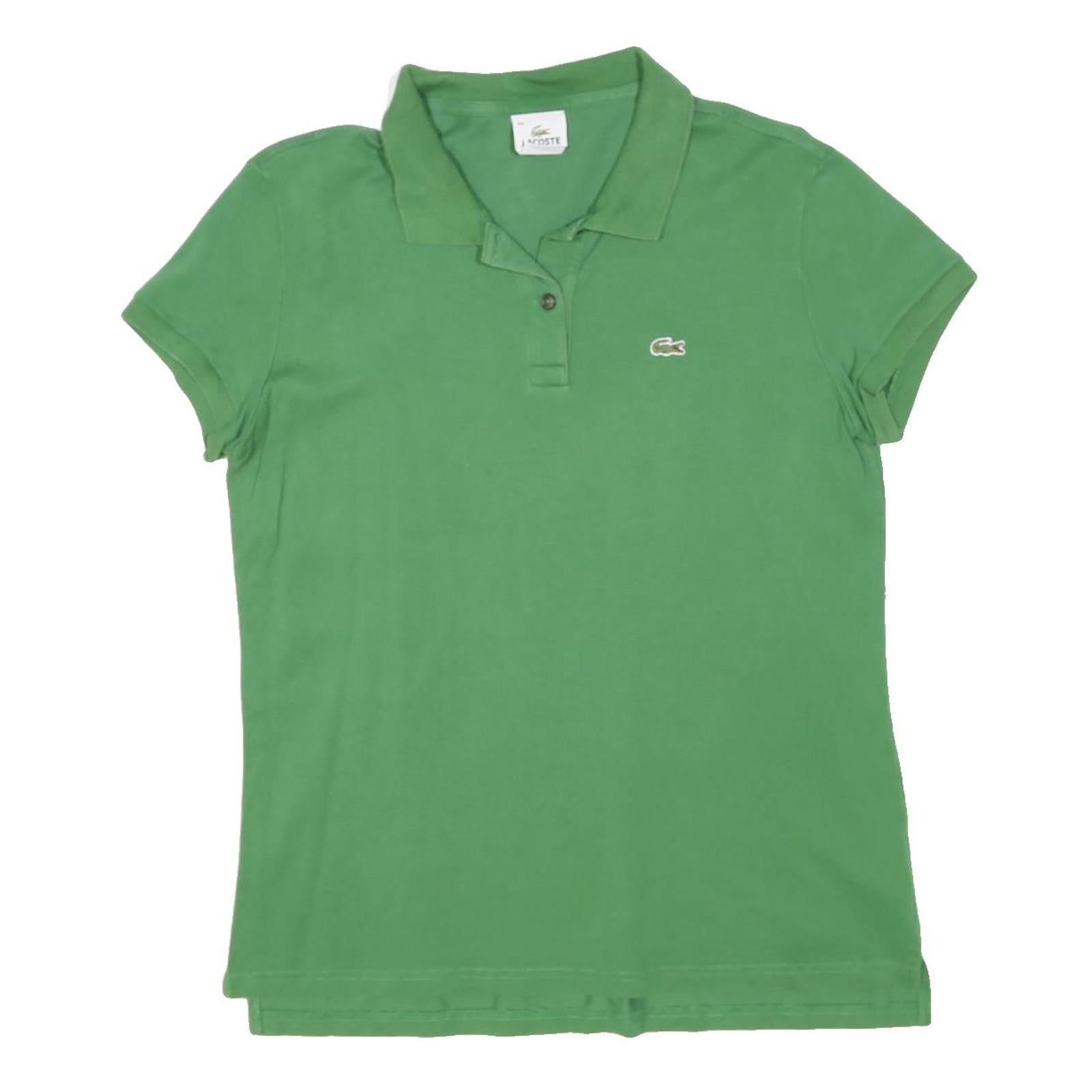LACOSTE Womens Green Short Sleeve Polo Shirt L Cotton Blend Classic Fit