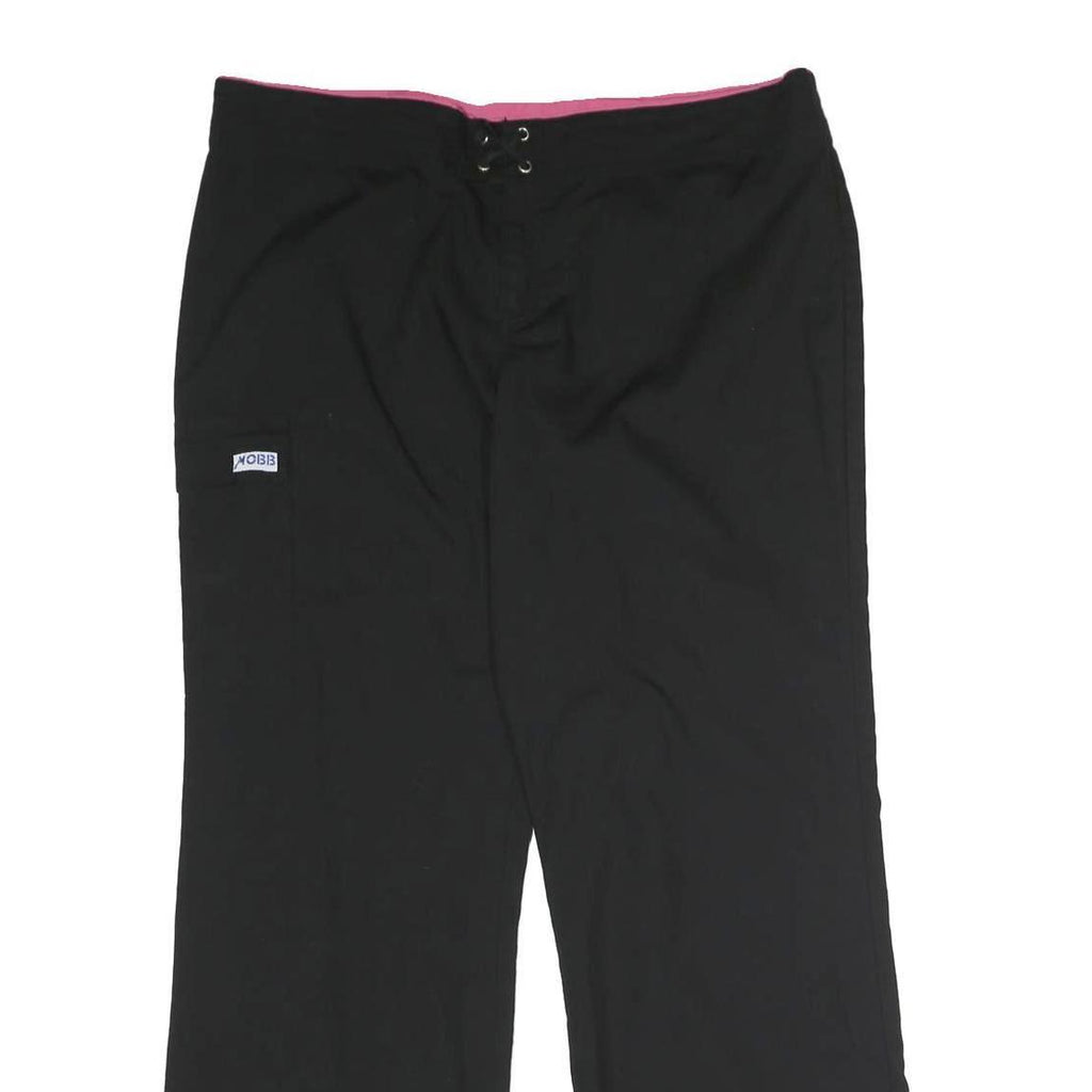 MOBB Womens Black Regular Fit Straight Trousers W36 L31 Cotton Blend Zip