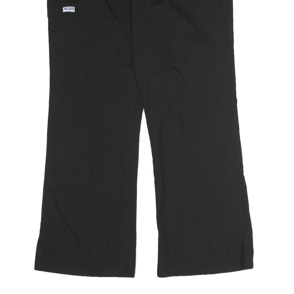 MOBB Womens Black Regular Fit Straight Trousers W36 L31 Cotton Blend Zip