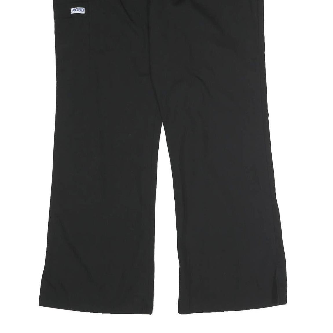 MOBB Womens Black Regular Fit Straight Trousers W36 L31 Cotton Blend Zip