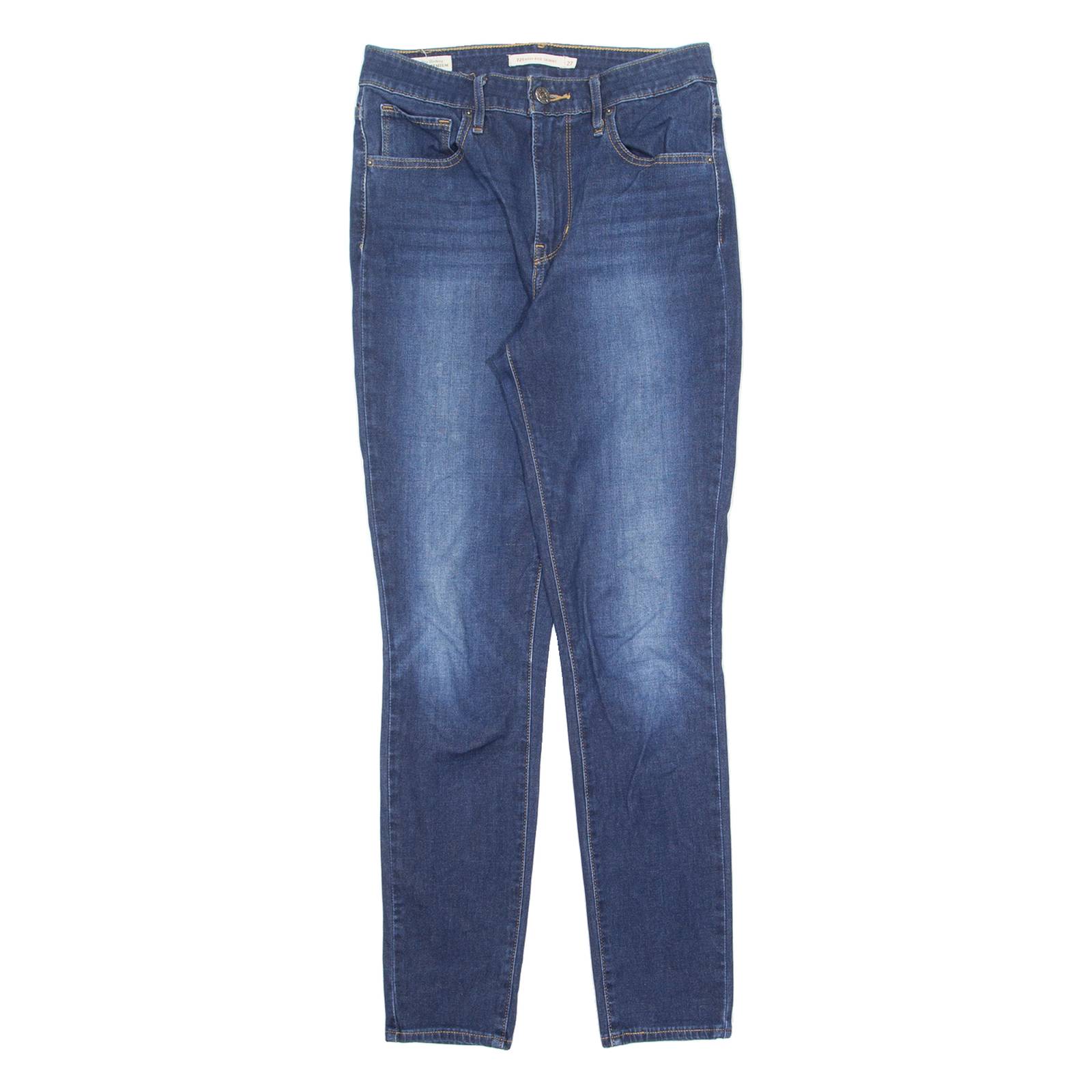 LEVI'S 721 High Rise BIG E Womens Jeans Blue Slim Skinny Stone Wash W27 L28