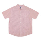 CHAPS Mens Red Check Shirt XL Button Down Casual Cotton Blend Short Sleeve