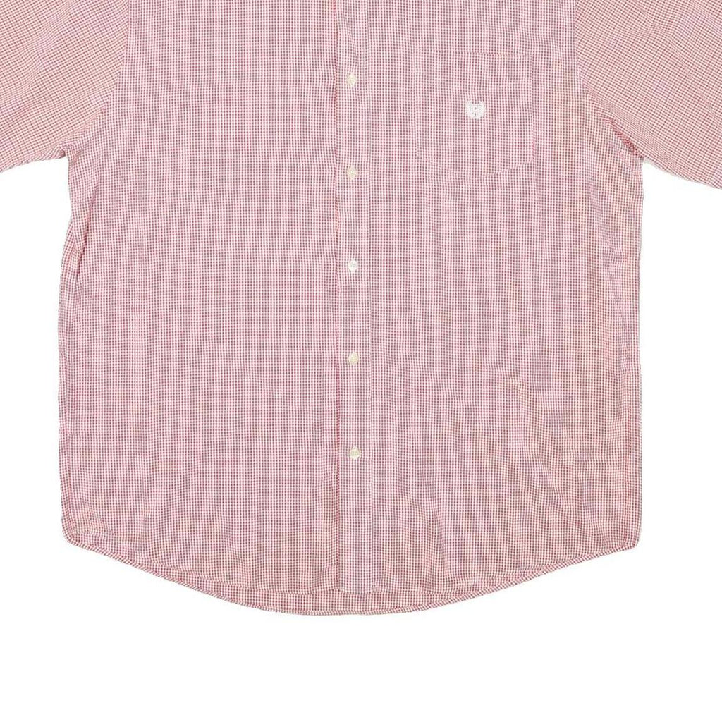 CHAPS Mens Red Check Shirt XL Button Down Casual Cotton Blend Short Sleeve