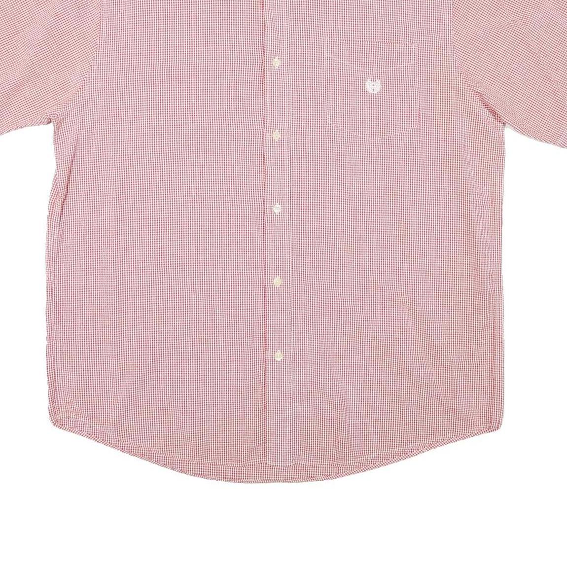 CHAPS Mens Red Check Shirt XL Button Down Casual Cotton Blend Short Sleeve