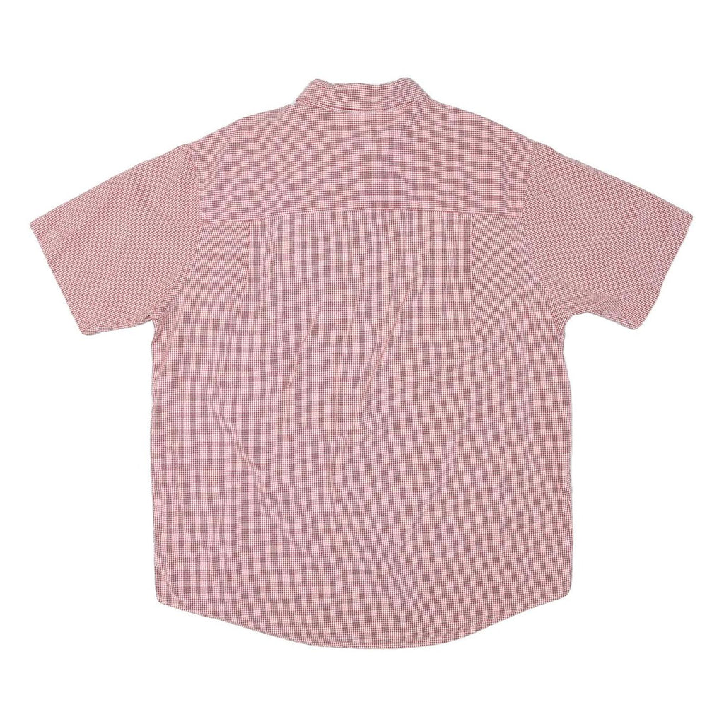 CHAPS Mens Red Check Shirt XL Button Down Casual Cotton Blend Short Sleeve