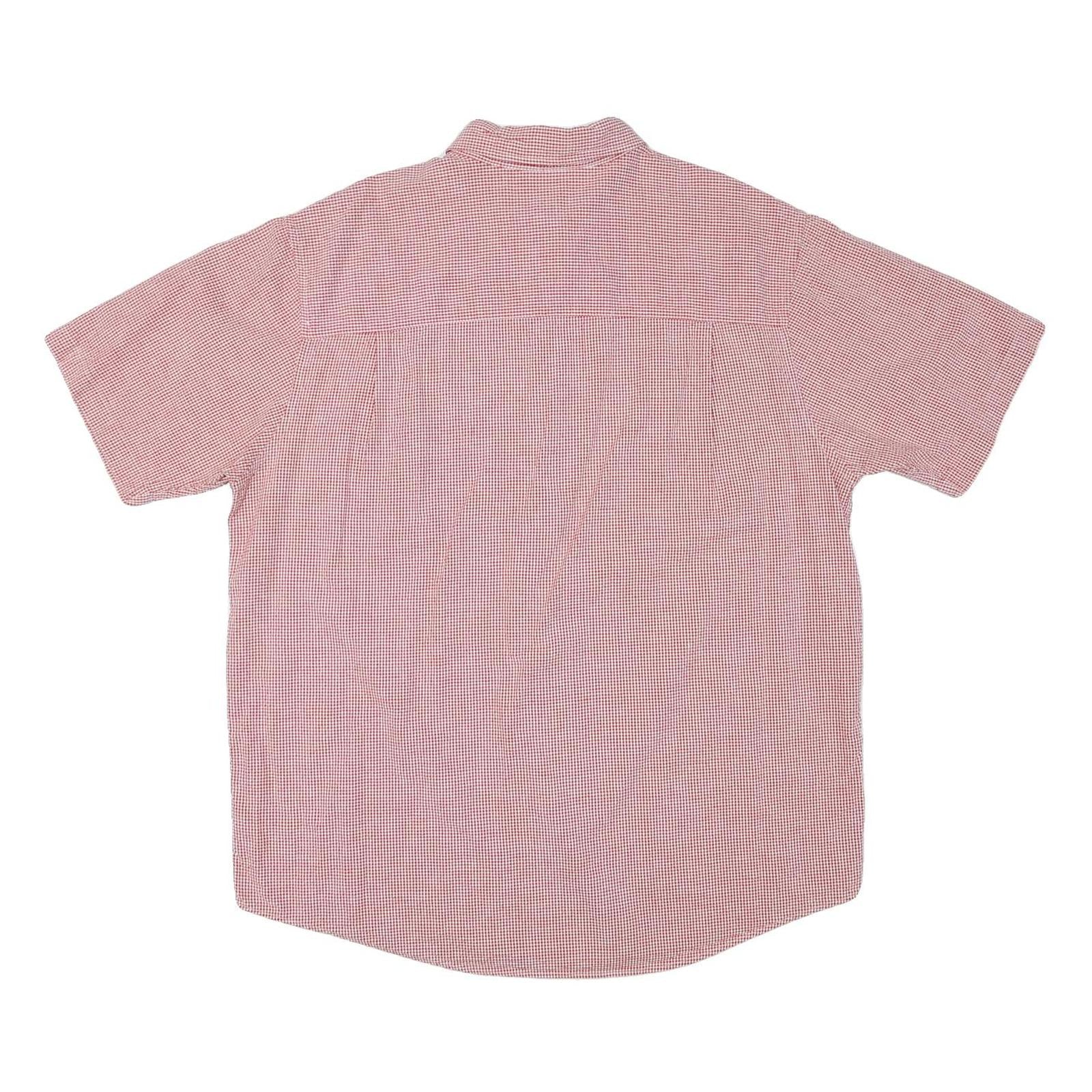 CHAPS Mens Red Check Shirt XL Button Down Casual Cotton Blend Short Sleeve