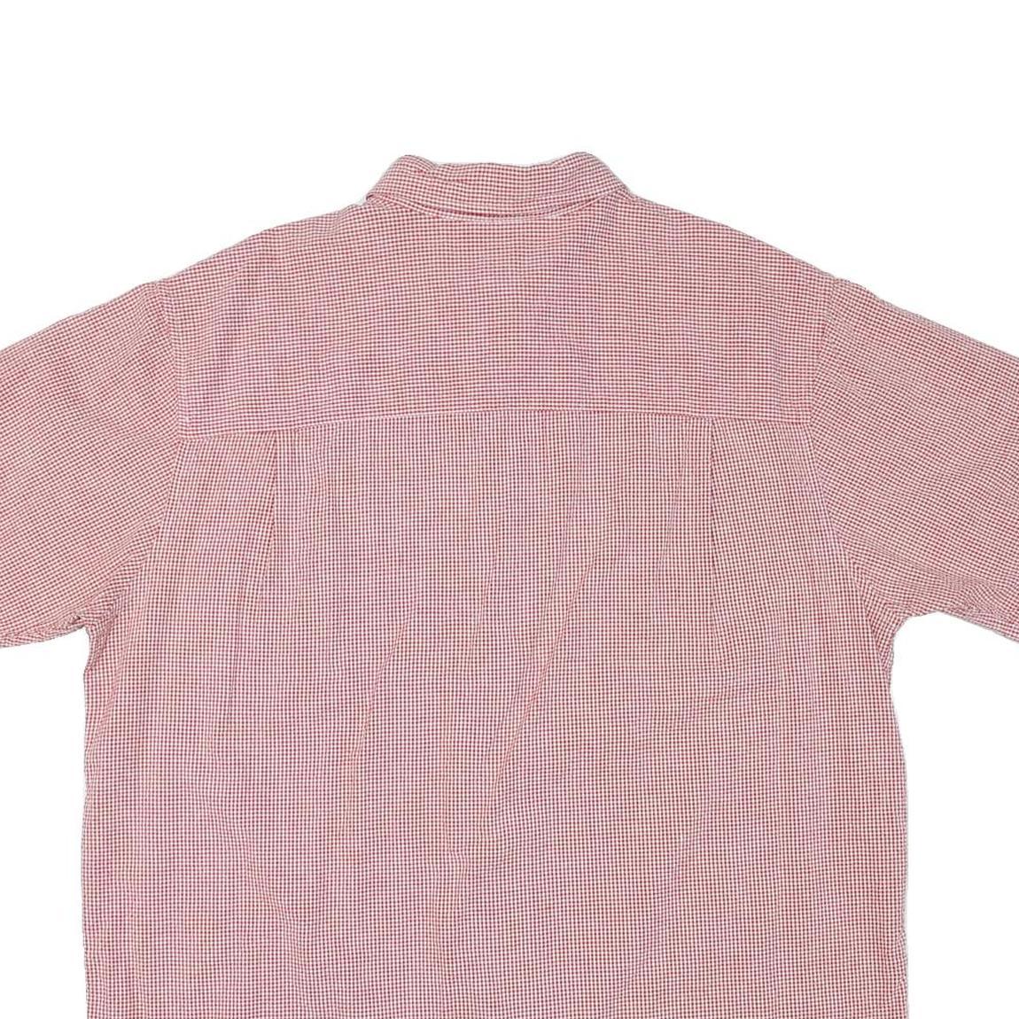 CHAPS Mens Red Check Shirt XL Button Down Casual Cotton Blend Short Sleeve