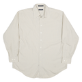 NAUTICA Mens Cream & Blue Check Shirt L Button Collar Cotton Blend Casual