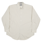 NAUTICA Mens Cream & Blue Check Shirt L Button Collar Cotton Blend Casual
