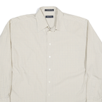 NAUTICA Mens Cream & Blue Check Shirt L Button Collar Cotton Blend Casual