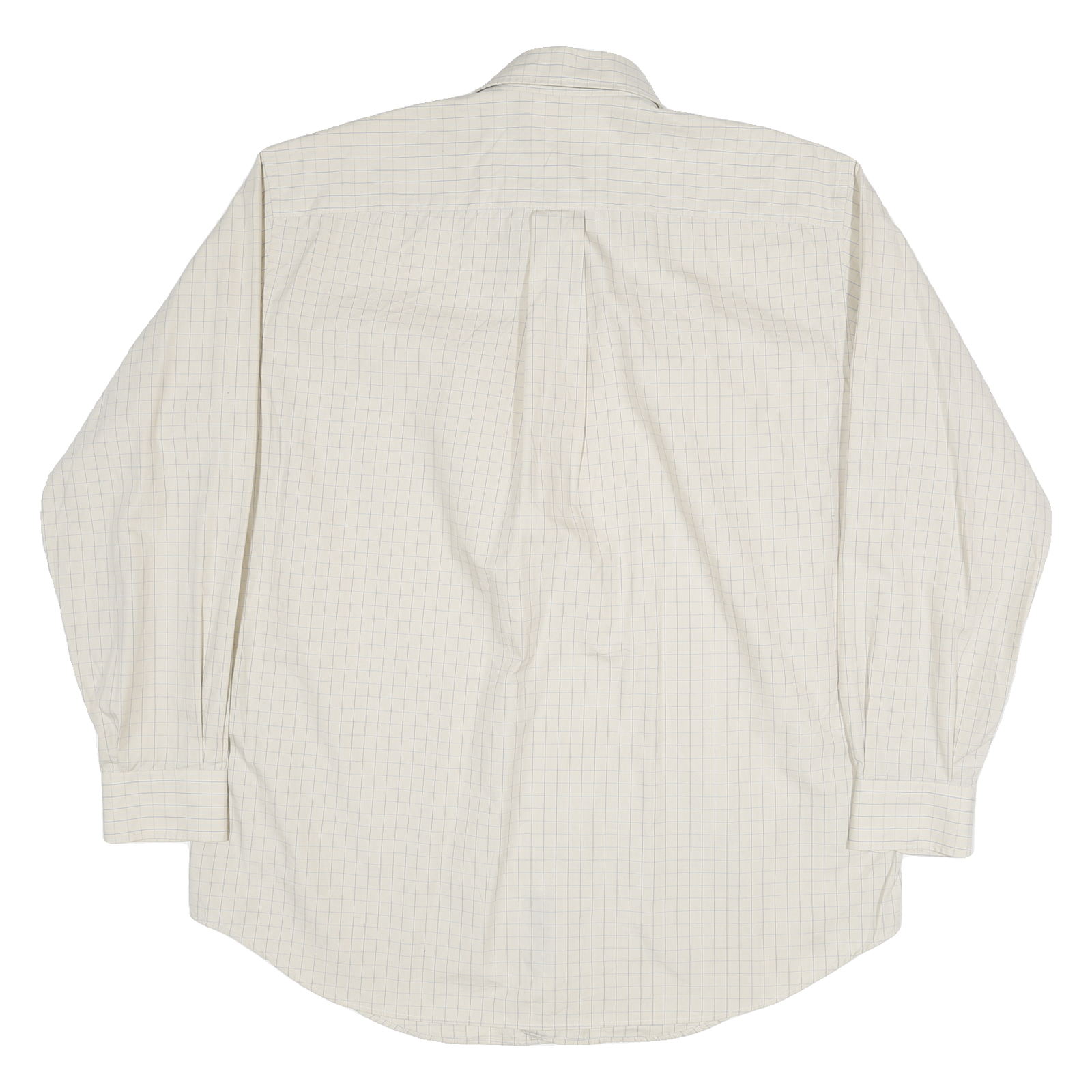 NAUTICA Mens Cream & Blue Check Shirt L Button Collar Cotton Blend Casual