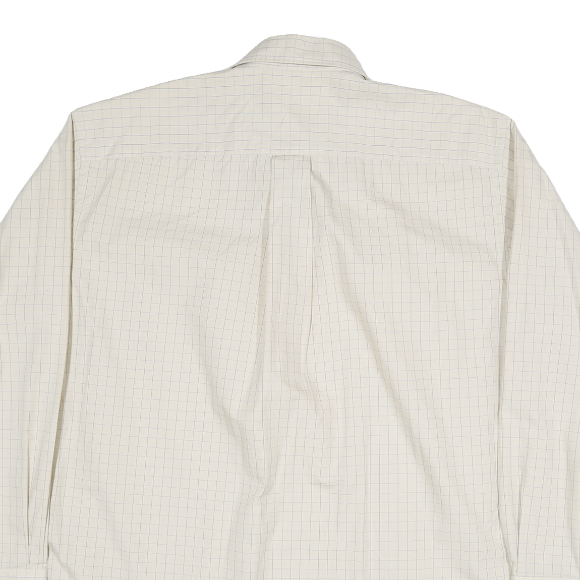 NAUTICA Mens Cream & Blue Check Shirt L Button Collar Cotton Blend Casual