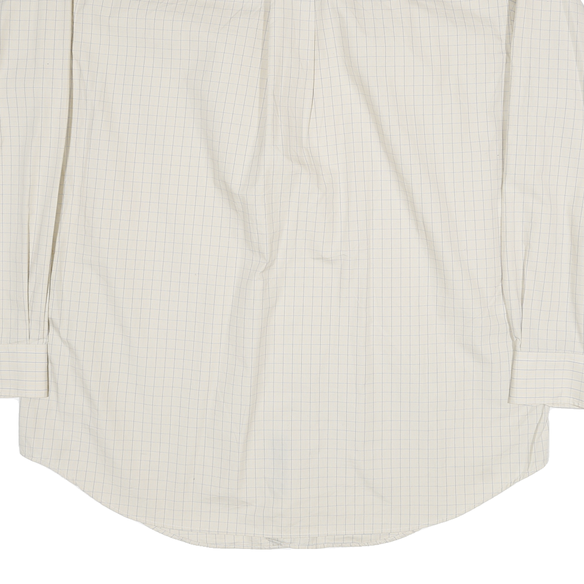 NAUTICA Mens Cream & Blue Check Shirt L Button Collar Cotton Blend Casual